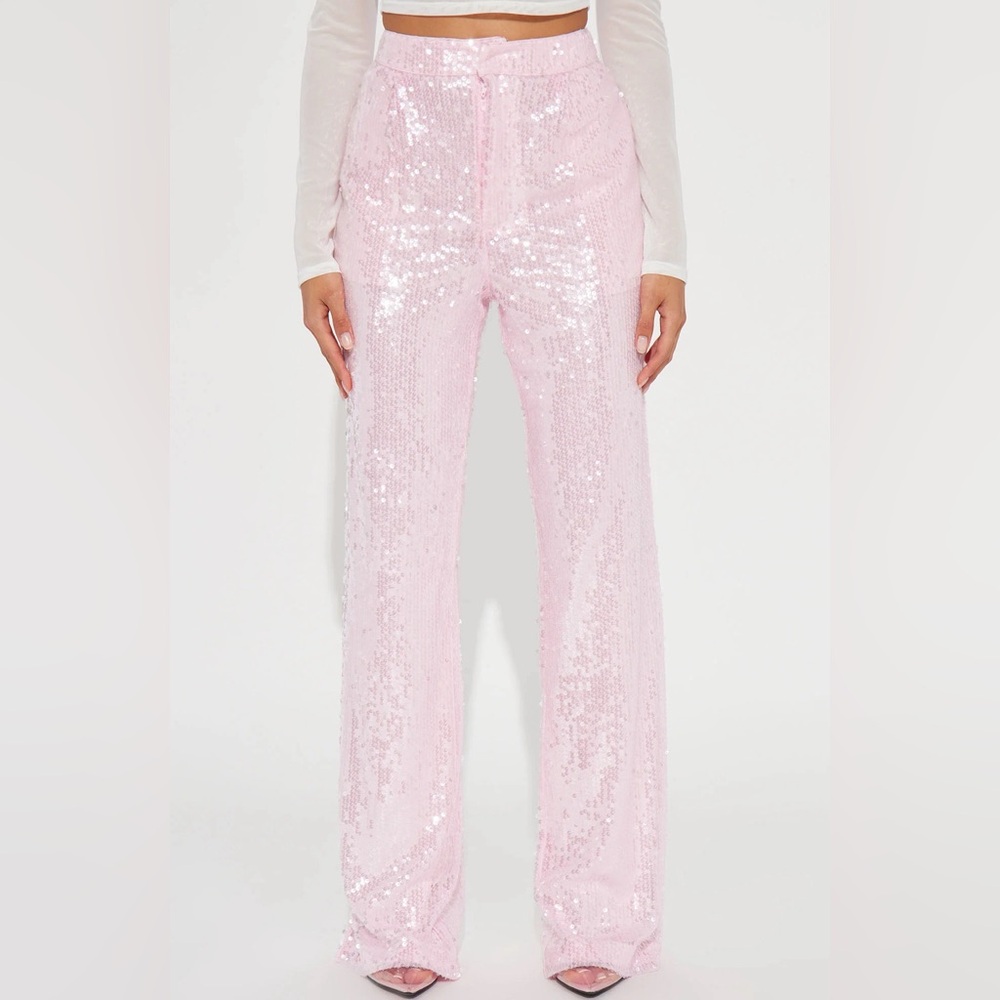 Pink sequin disco Barbie pants sz S & M bridal bachelorette NWT
